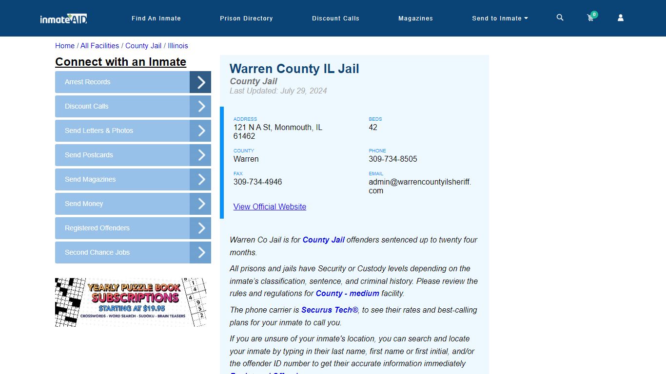 Warren County IL Jail - Inmate Locator